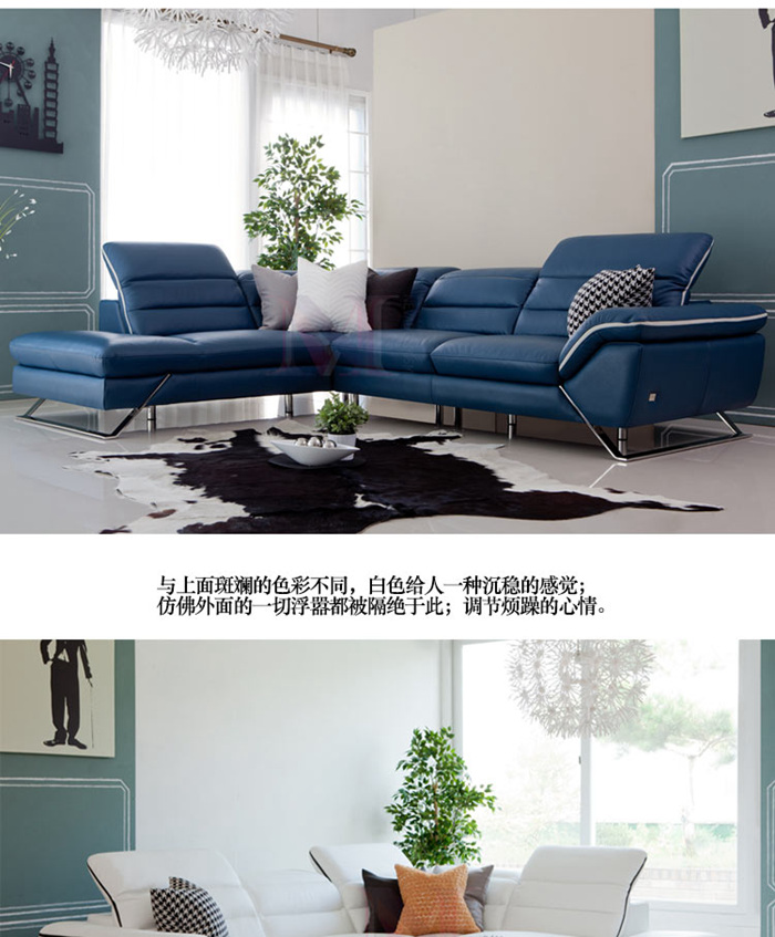 藍(lán)色沙發(fā)與白色沙發(fā)對(duì)比